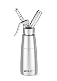 HENDI Sahnespender, Inklusive Set aus 3 Edelstahl Spritztüllen und Reinigungsbürste, Sahne-Mousses-Desserts-kalten Schäumen-Saucen, 0,5L, ø85x(H)235mm, Edelstahl, Silber